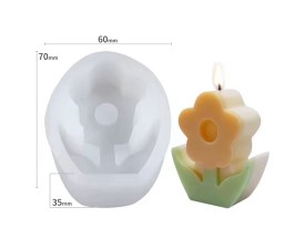 Molde silicona vela flor con hoja